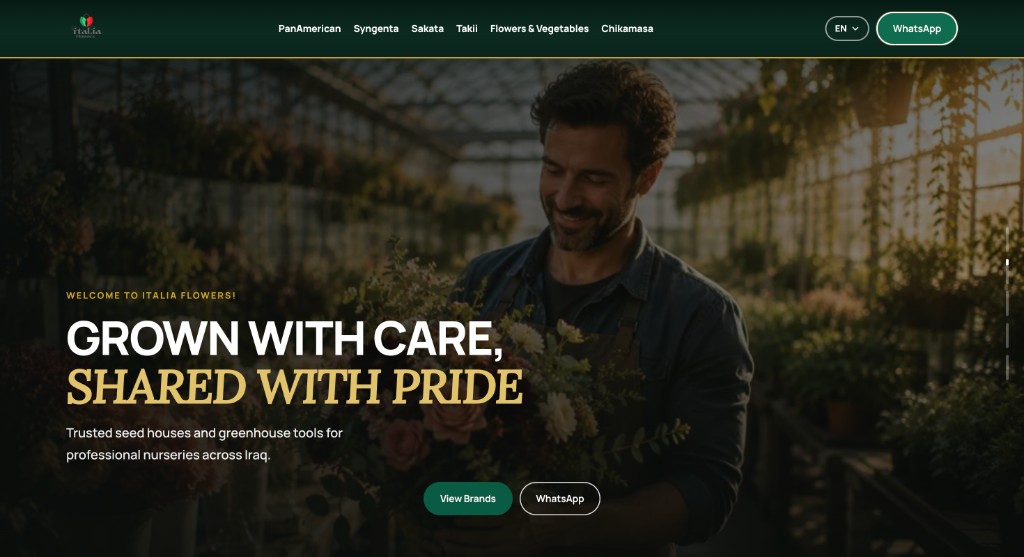 Italia Flower seed company website design by Dropwebs for B2B catalogue and grower enquiries